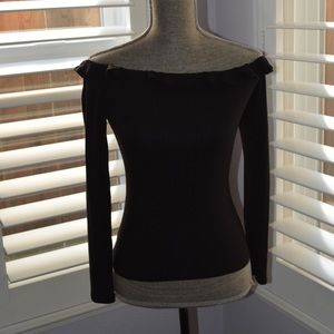 Black Ribbed Long-Sleeve